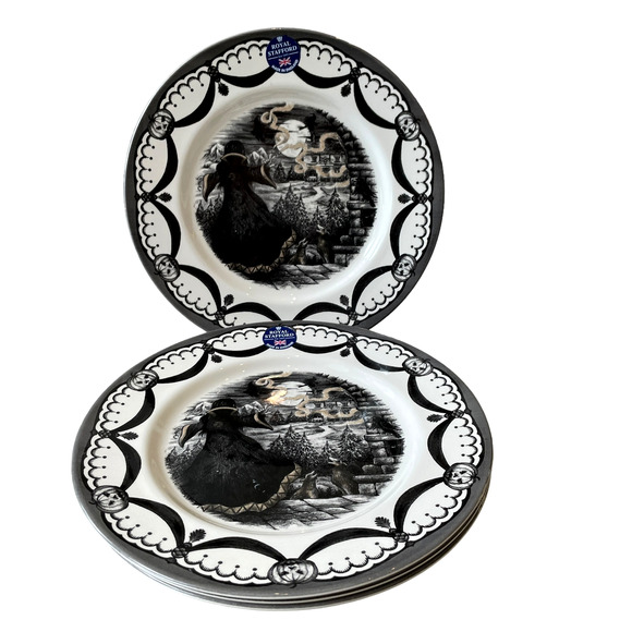Royal Stafford Halloween Wicked Witch Salad Plates 8.5in Porcelain Set of 4 New - Picture 1 of 13